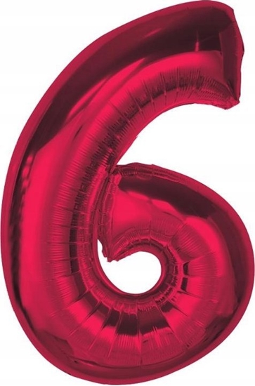 Изображение GoDan Balon foliowy cyfra 6 czerwona Smart 92cm