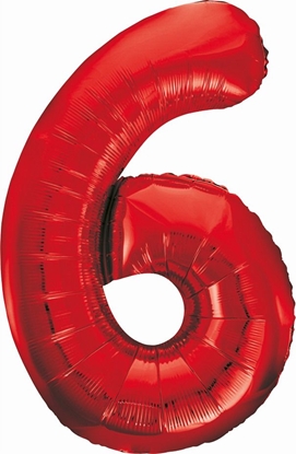 Изображение GoDan Balon foliowy Cyfra 6 czerwona, 85cm