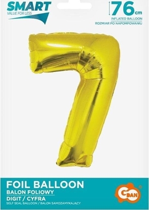 Изображение GoDan Balon foliowy cyfra 7 zota Smart 76cm