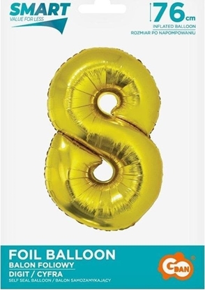 Изображение GoDan Balon foliowy cyfra 8 zota Smart 76cm