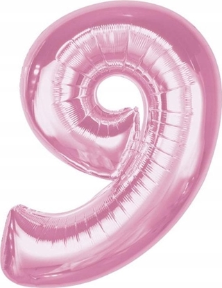 Изображение GoDan Balon foliowy cyfra 9 jasnoróowa Smart 92cm