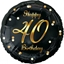 Picture of GoDan Balon foliowy Happy 40 Birthday czarno-zoty 45cm