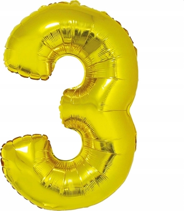 Изображение GoDan Balon foliowy Smart cyfra 3 zota 92cm