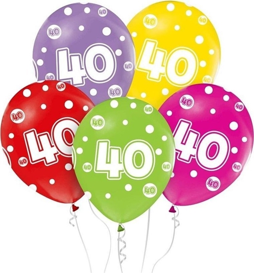 Изображение GoDan Balony liczba 40 urodziny 30cm 5szt