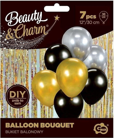 Изображение GoDan Bukiet balonowy Beauty&Charm zoto-czar. 30cm 7szt