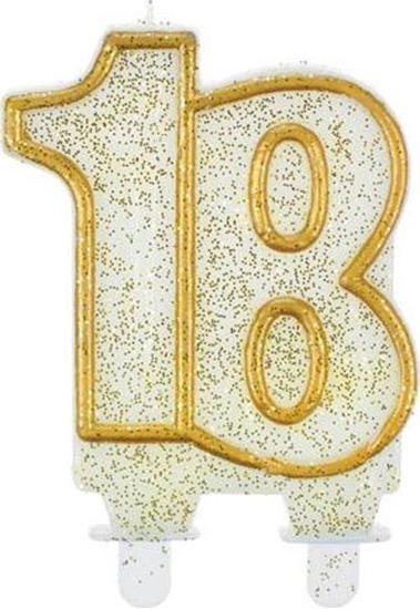 Picture of GoDan wieczka na 18-tke z brokatem i zot obwódk - 1 szt. uniwersalny