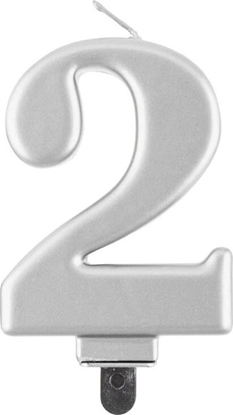Attēls no GoDan wieczka urodzinowa "2" srebrna 8cm