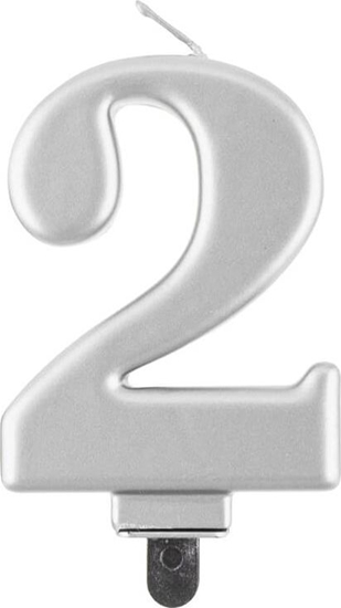 Picture of GoDan wieczka urodzinowa "2" srebrna 8cm