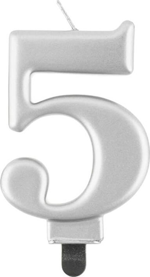 Picture of GoDan wieczka urodzinowa "5" srebrna 8cm