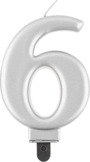 Picture of GoDan wieczka urodzinowa "6" srebrna 8cm
