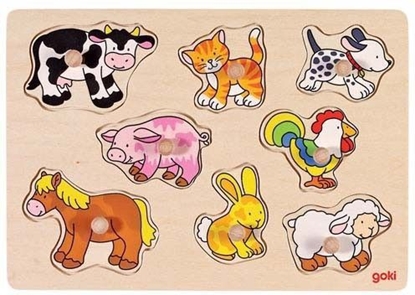 Изображение Goki Ukadanka z uchwytami puzzle  motyw Zwierzta wiejskie (GOKI-57873)
