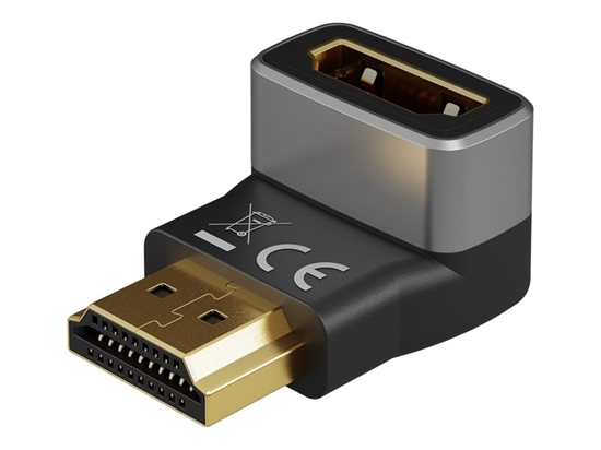 Picture of Goobay 72011 HDMI Angled Adapter 270° Vertical, 8K @ 60 Hz, Gold-Plated, Black, Silver