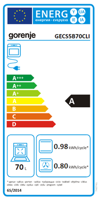 Picture of Gorenje | Cooker | GECS5B70CLI | Hob type Vitroceramic | Oven type Electric | Beige | Width 50 cm | Depth 59.4 cm | 70 L