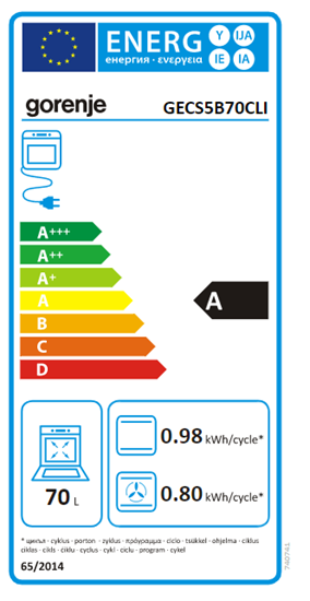 Picture of Gorenje | Cooker | GECS5B70CLI | Hob type Vitroceramic | Oven type Electric | Beige | Width 50 cm | Depth 59.4 cm | 70 L