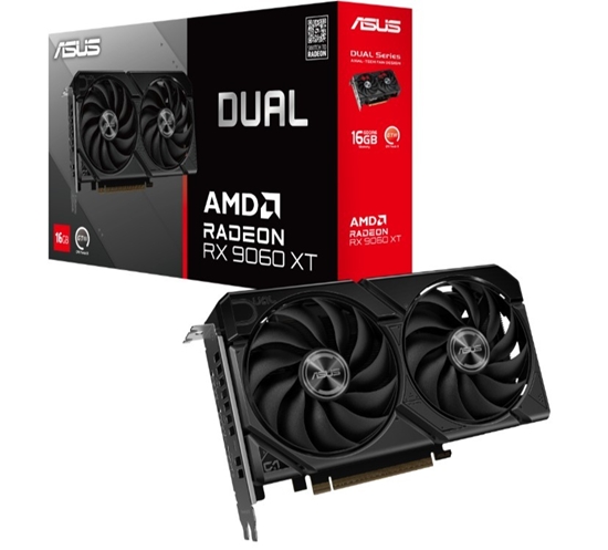 Picture of Graphics Card|ASUS|AMD|Radeon RX 9060 XT|16 GB|GDDR6|128 bit|PCI Express 5.0|Active|DUAL-RX9060XT-16G