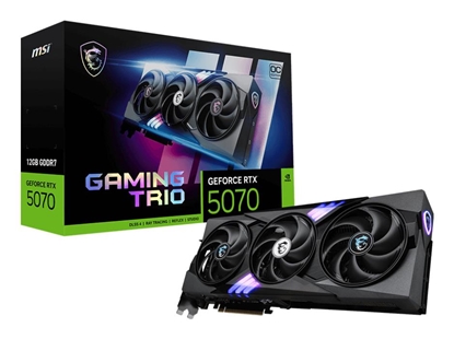 Attēls no Graphics Card|MSI|NVIDIA GeForce RTX 5070|12 GB|GDDR7|192 bit|PCIE 5.0 16x|Triple slot Fansink|1xHDMI|3xDisplayPort|RTX507012GGAMTRIOOC