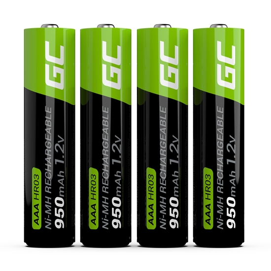 Изображение Green Cell Rechargeable Batteries 4x AAA HR03 950mAh