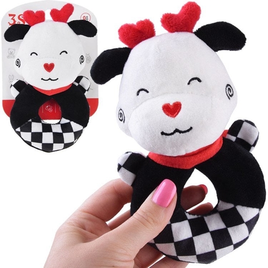 Изображение Grzechotka kontrastowa dla niemowlaka z piszczak KRÓWKA ZA5777