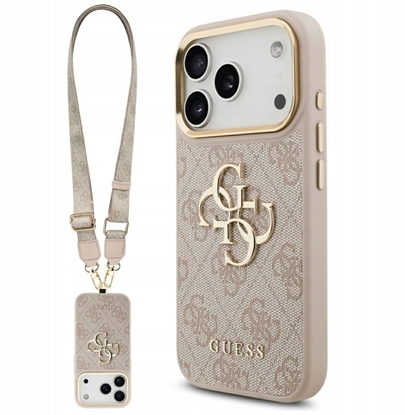 Attēls no Guess 4G Big 4G Classic Logo Big Strap Metal Buttons Case for iPhone 17 Pro Pink