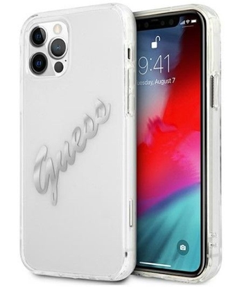 Изображение Guess Apple iPhone 12 Pro Max 6.7 hardcase Vintage Script Silver Transparent