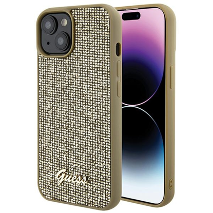 Attēls no Guess Apple iPhone 15 HC PU DISCO SCRIPT METAL Gold