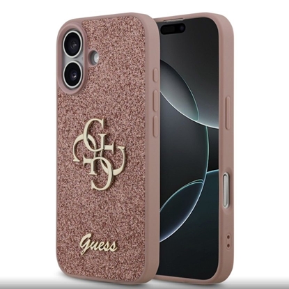 Изображение Guess Apple iPhone 17 PU Fixed Glitter 4G Metal Logo Case Pink