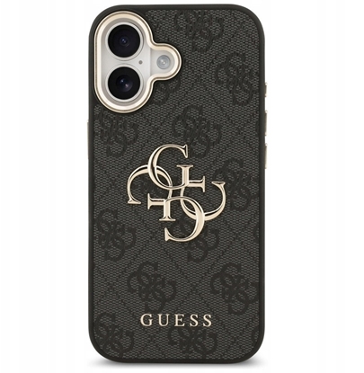 Attēls no Guess PU Leather 4G Metal Logo Gold Frame Case for iPhone 17 / Black