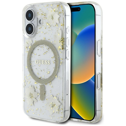 Изображение Case Guess Resin Flowers Glitter MagSafe for iPhon