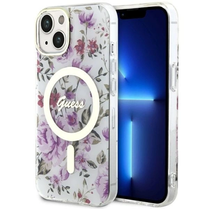 Picture of Guess Flower MagSafe case for iPhone 14 - transpar