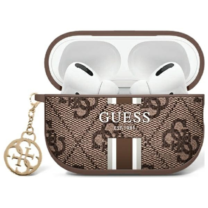 Изображение Guess Guess GUA2P4RPSW AirPods 1/2 cover brown/brown 4G Printed Stripes Charm