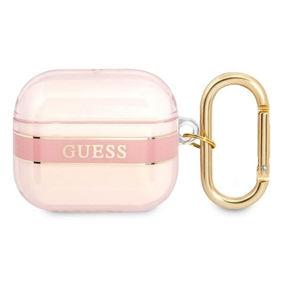 Picture of Guess Apple Airpods 3 TPU Printed Stripe Case Pink