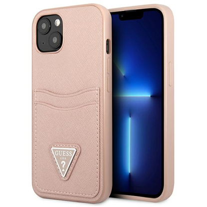 Attēls no Guess Saffiano Double Card Case for iPhone 13 Pink