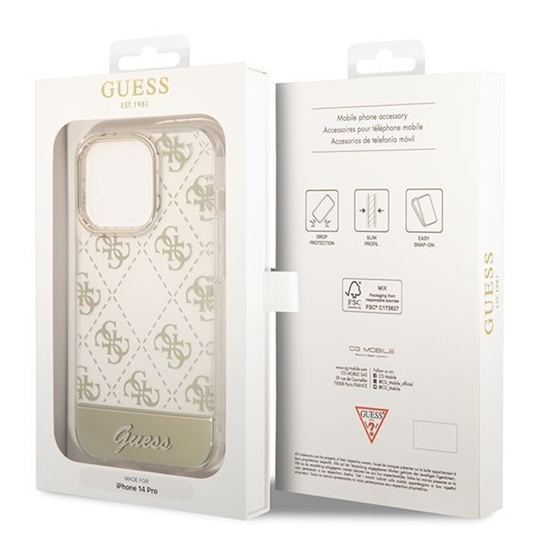 Изображение Guess Guess GUHCP14XHG4MHG iPhone 14 Pro Max 6.7 "gold / gold hardcase 4G Pattern Script
