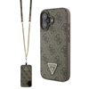 Picture of Guess PU 4G Strass Triangle Metal Logo Case + Crossbody Strap for iPhone 16 / Brown