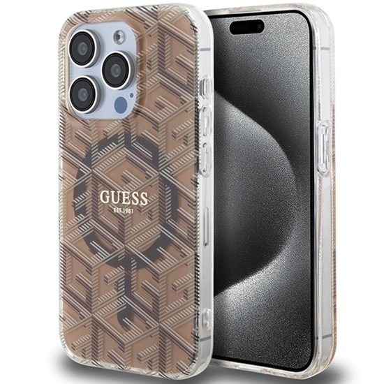 Picture of Guess GUHMP15LHGCUSTGW iPhone 15 Pro 6.1" brązowy|