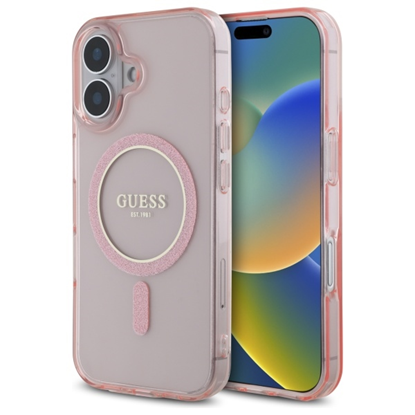 Изображение Guess IML Glitter Ring MagSafe Case for iPhone 16 / Pink