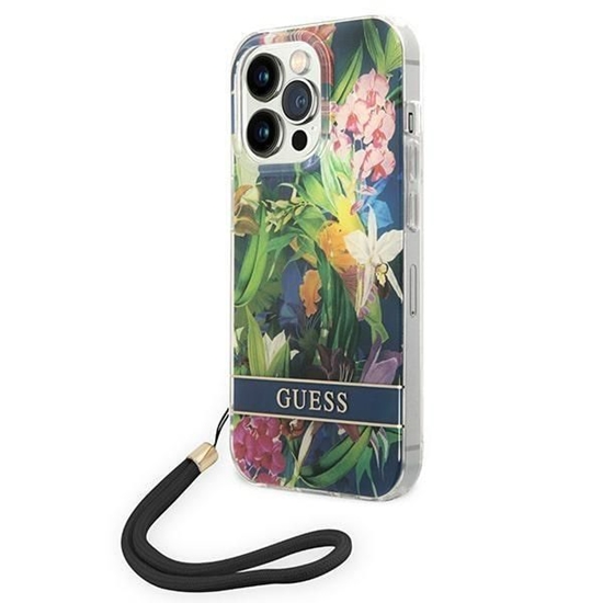 Изображение Guess Guess GUOHCP14XHFLSB iPhone 14 Pro Max 6.7 "blue / blue hardcase Flower Strap