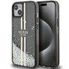 Picture of Guess Guess Liquid Glitter Gold Stripes case for iPhone 15 / 14 / 13 - black