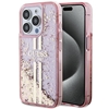 Picture of Guess Guess Liquid Glitter Gold Stripes case for iPhone 15 Pro - pink
