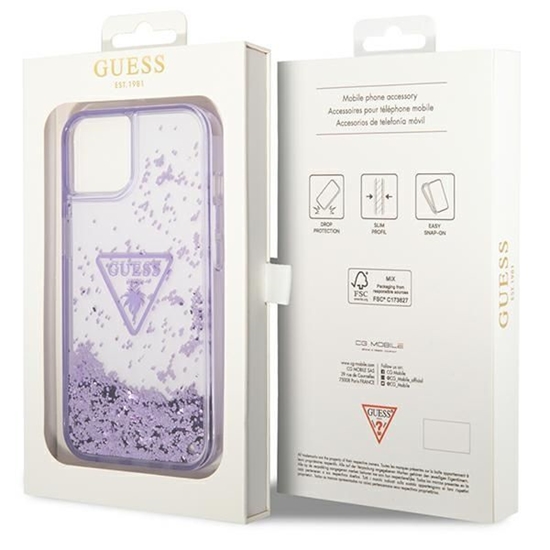 Изображение Guess Guess Liquid Glitter Palm Collection case for iPhone 14 Plus 6.7" - purple