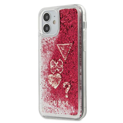 Изображение Guess - iPhone 12 mini 5.4'' Liquid Glitter Charms Cover Rapsberry