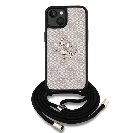 Picture of Guess PU 4G Metal Logo Crossbody Strap Case for iPhone 15 / Pink