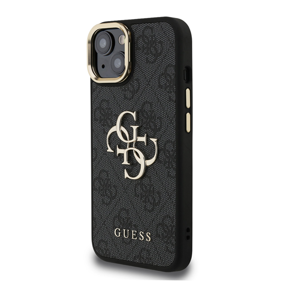Изображение Guess PU 4G Metal Logo Stand Camera Frame Case for iPhone 13 / Black