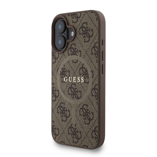 Picture of Guess PU Leather 4G Colored Ring Strap MagSafe Case for iPhone 16 / Brown