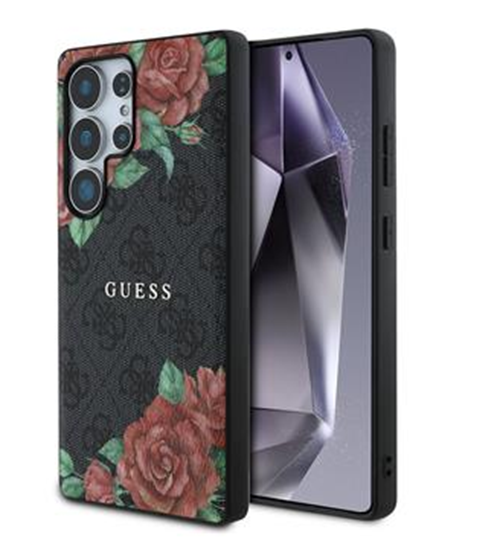 Изображение Guess PU Leather 4G Flowers Print Metal Classic Logo MagSafe Case for Samsung Galaxy S25 Ultra
