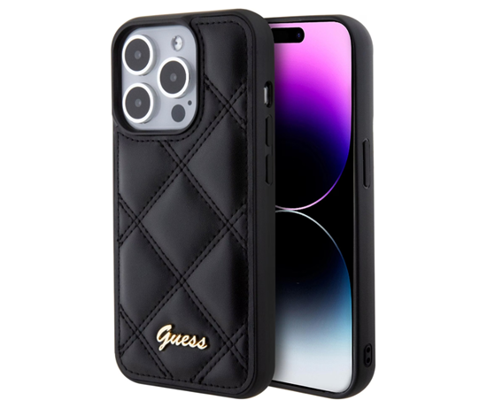 Picture of Guess Quilted Metal Logo Case for Apple iPhone 15 Pro Max