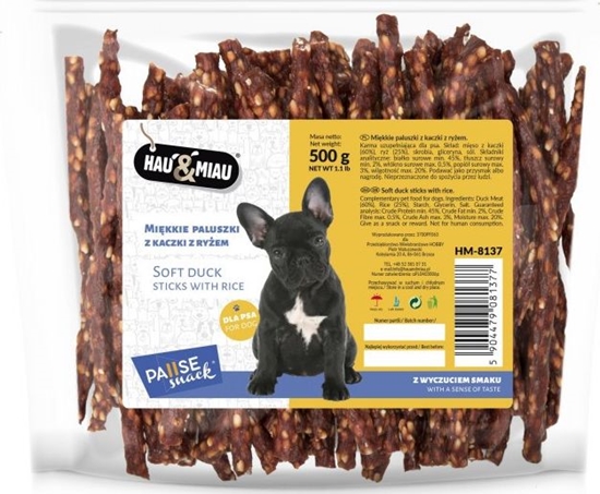 Picture of Hau&Miau Pausesnack przysmak dla psa, paluszki mikkie z kaczki i ryem 500g