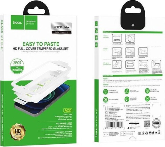 Picture of Hoco HOCO szko hartowane kwarcowe Easy Stick HD FULL GLUE do Iphone 12 Pro Max ( 2 sztuki ) A22