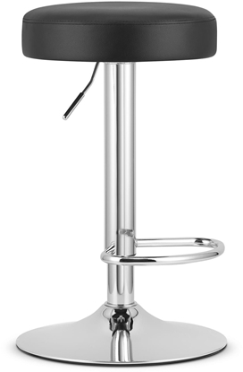 Picture of Hoker kuchenny ROJST czarny ekoskóra regulacja obrotowy chrom do baru