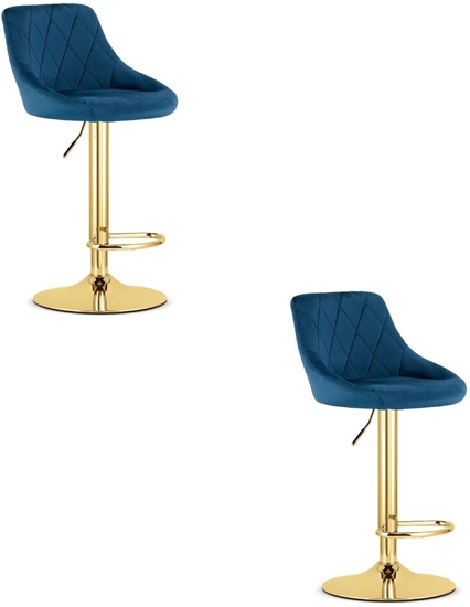 Picture of Hoker tapicerowany kuchenny granatowy ze zot baz 2 szt do wyspy bar